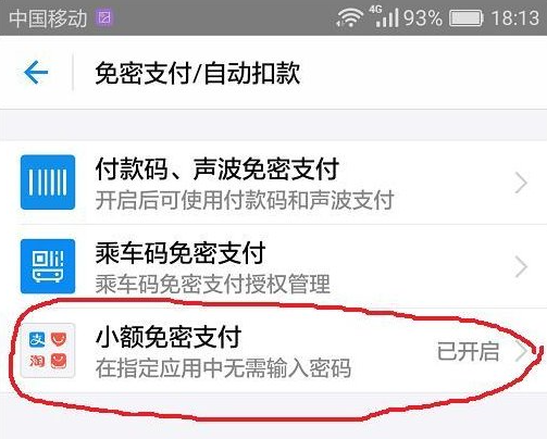 小额免密支付