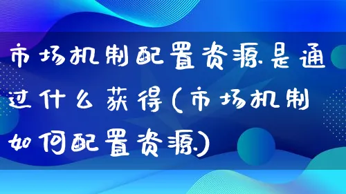 市场机制配置资源是通过什么获得(市场机制如何配置资源)_https://www.qujiang-marathon.com_电商资讯_第1张