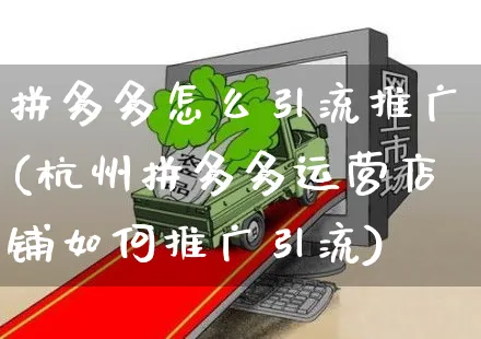 拼多多怎么引流推广(杭州拼多多运营店铺如何推广引流)_https://www.czttao.com_亚马逊电商_第1张