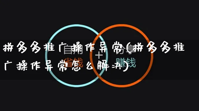 拼多多推广操作异常(拼多多推广操作异常怎么解决)_https://www.czttao.com_京东电商_第1张